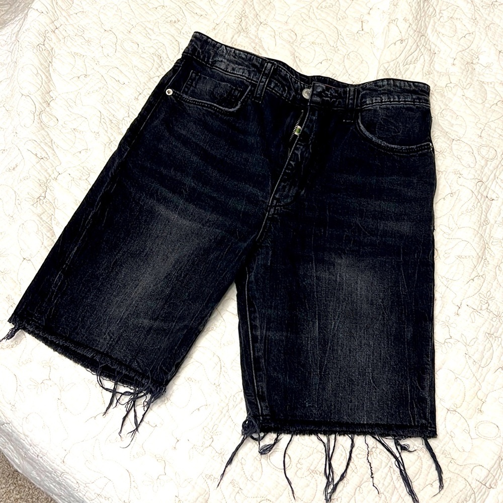 ANTHROPOLOGIE denim biker shorts black, size 25
